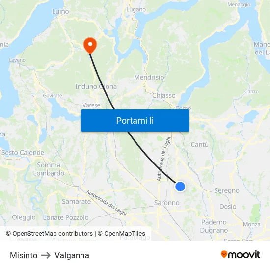Misinto to Valganna map