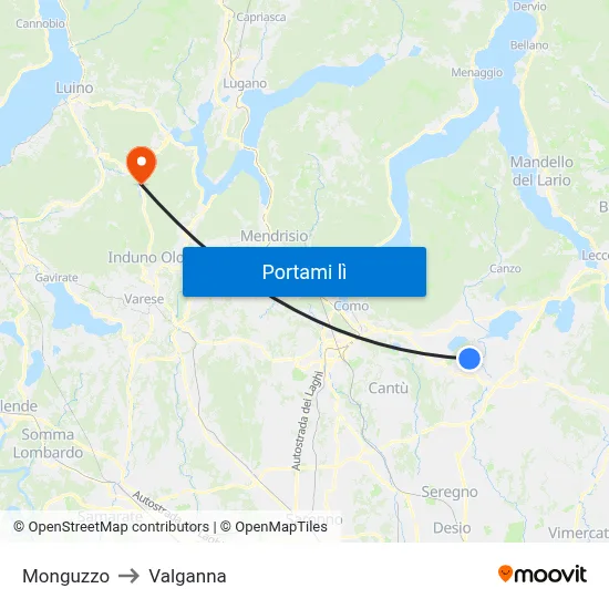 Monguzzo to Valganna map