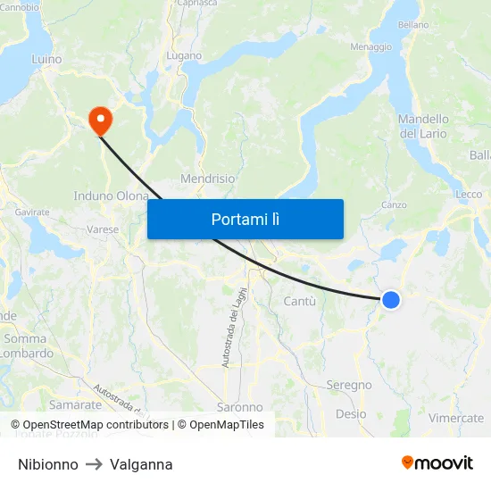 Nibionno to Valganna map