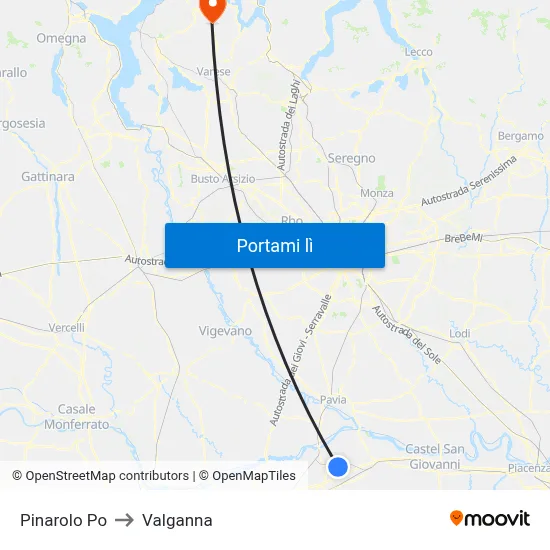 Pinarolo Po to Valganna map