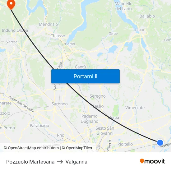 Pozzuolo Martesana to Valganna map