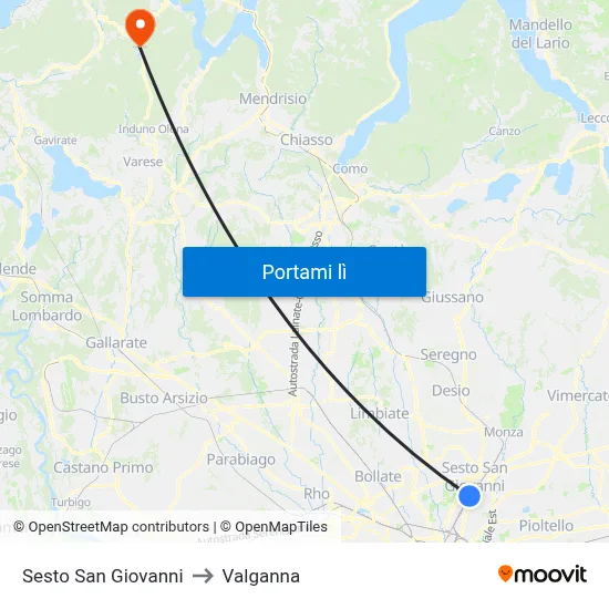 Sesto San Giovanni to Valganna map