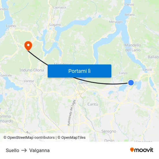 Suello to Valganna map