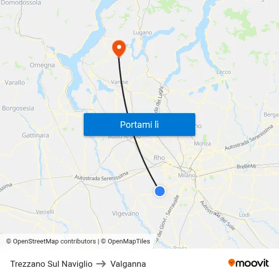 Trezzano Sul Naviglio to Valganna map