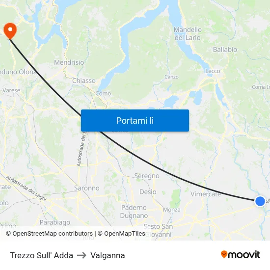 Trezzo Sull' Adda to Valganna map