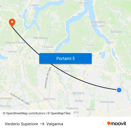Verderio Superiore to Valganna map