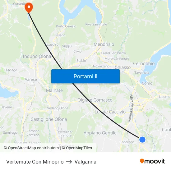 Vertemate Con Minoprio to Valganna map