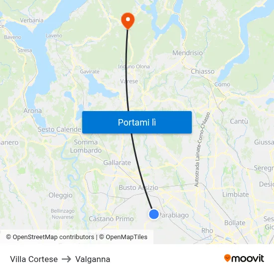 Villa Cortese to Valganna map
