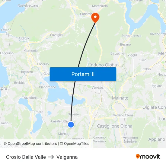 Crosio Della Valle to Valganna map