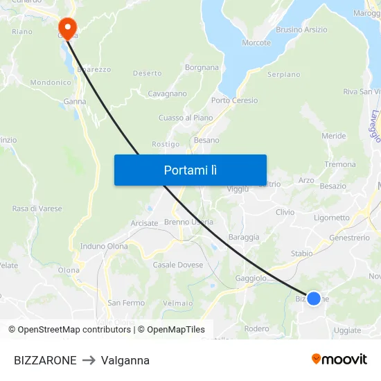 BIZZARONE to Valganna map