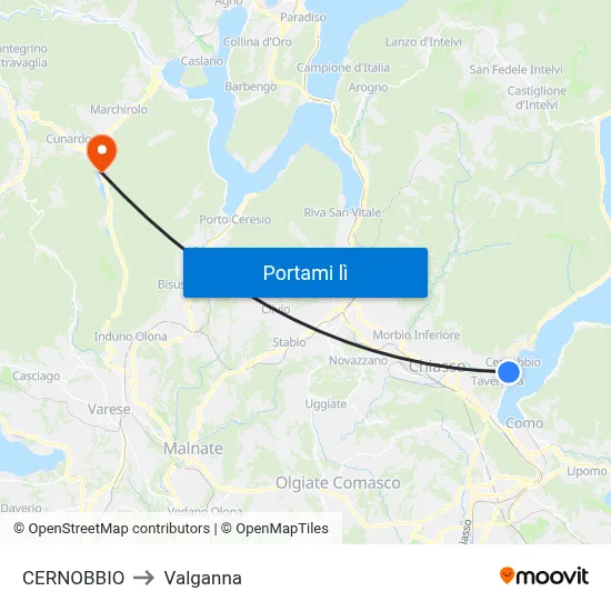 CERNOBBIO to Valganna map