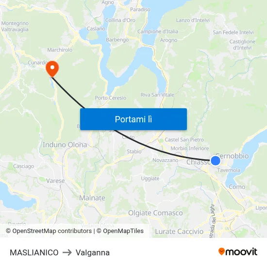 MASLIANICO to Valganna map