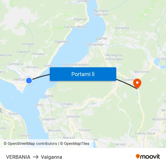 VERBANIA to Valganna map
