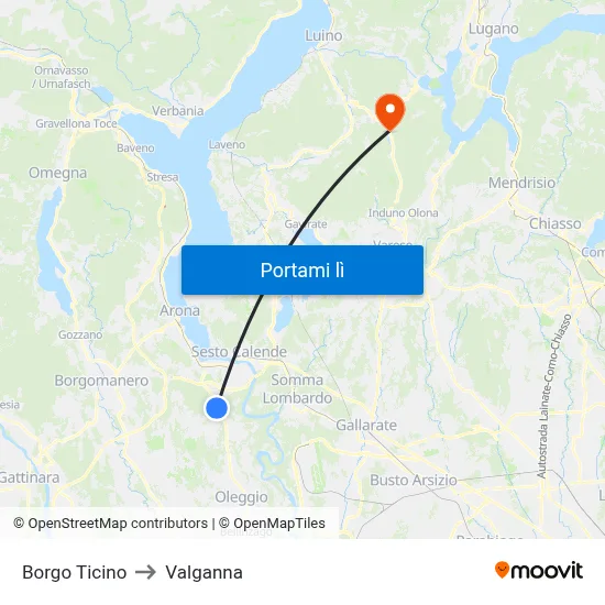 Borgo Ticino to Valganna map