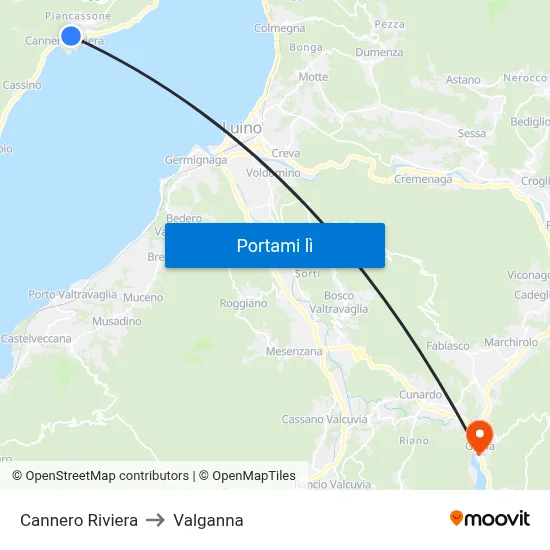 Cannero Riviera to Valganna map