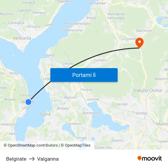 Belgirate to Valganna map