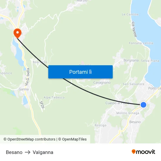 Besano to Valganna map
