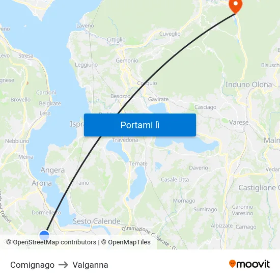 Comignago to Valganna map