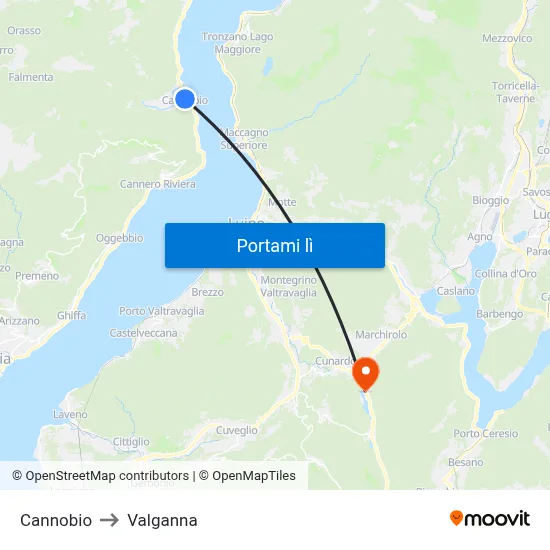 Cannobio to Valganna map