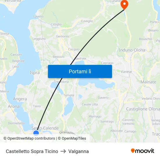 Castelletto Sopra Ticino to Valganna map
