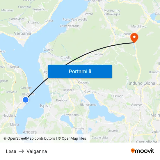 Lesa to Valganna map