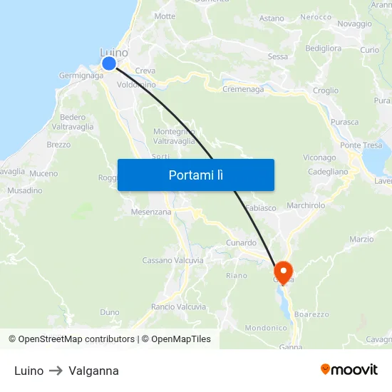 Luino to Valganna map