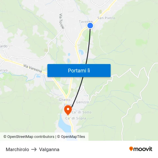 Marchirolo to Valganna map
