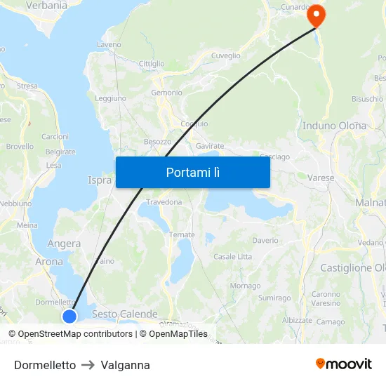 Dormelletto to Valganna map