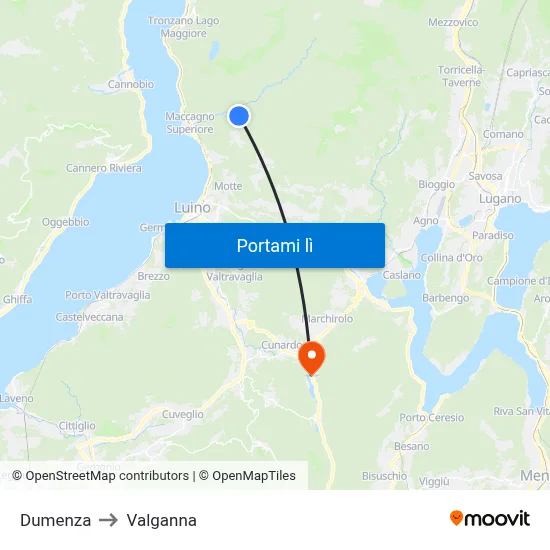 Dumenza to Valganna map