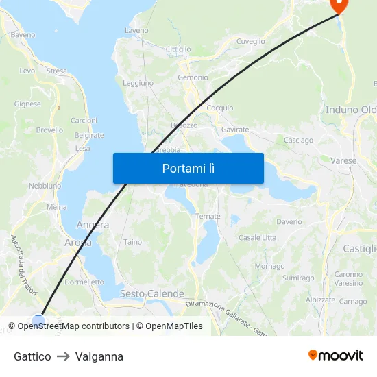 Gattico to Valganna map