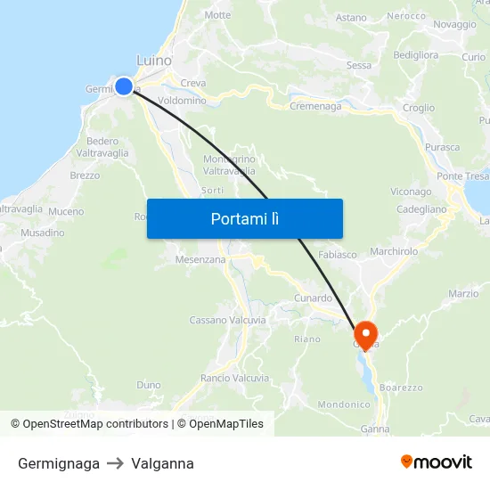 Germignaga to Valganna map