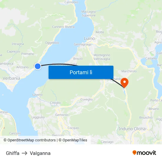 Ghiffa to Valganna map