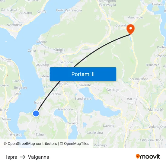 Ispra to Valganna map
