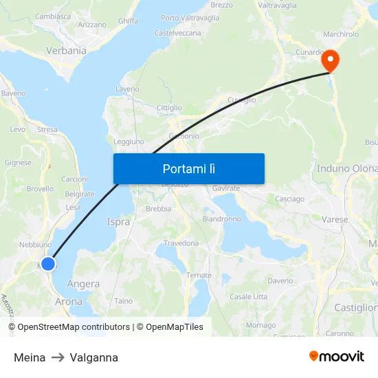 Meina to Valganna map