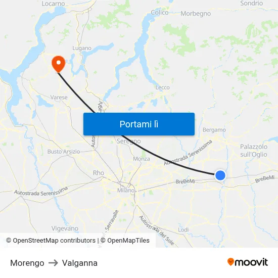 Morengo to Valganna map