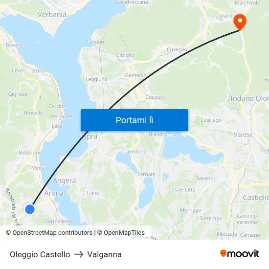 Oleggio Castello to Valganna map