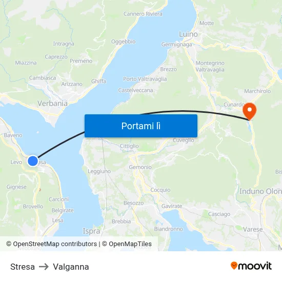 Stresa to Valganna map