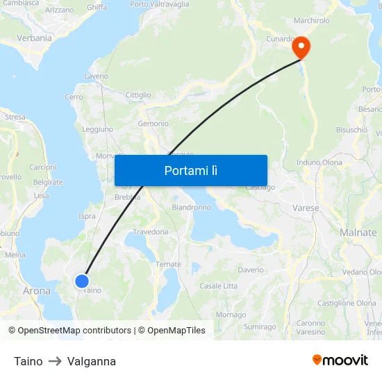 Taino to Valganna map
