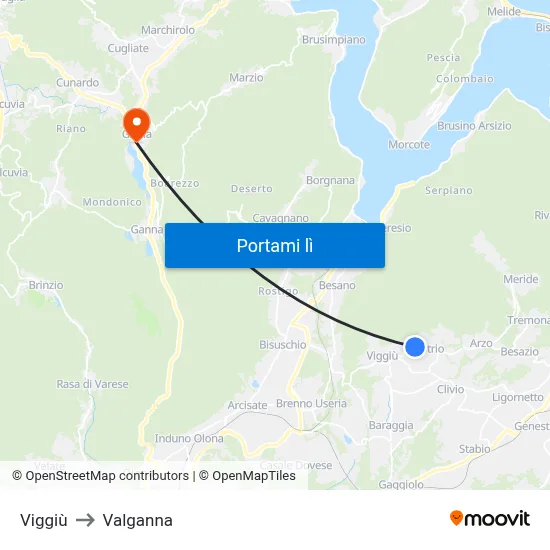 Viggiù to Valganna map