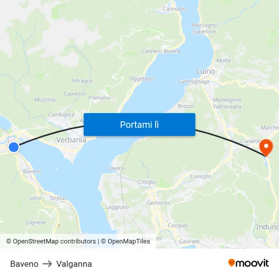 Baveno to Valganna map