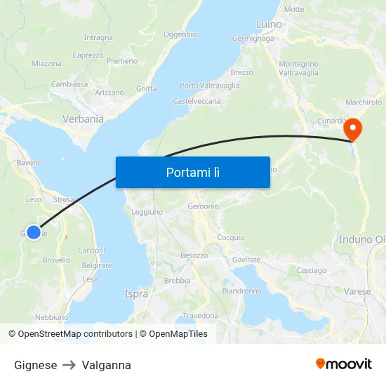 Gignese to Valganna map