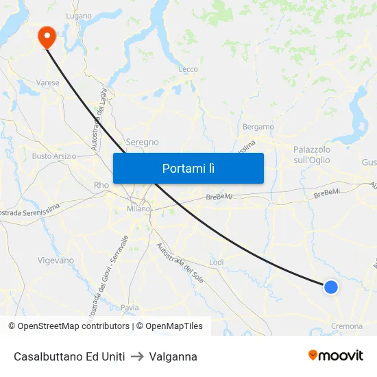 Casalbuttano Ed Uniti to Valganna map