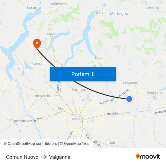 Comun Nuovo to Valganna map