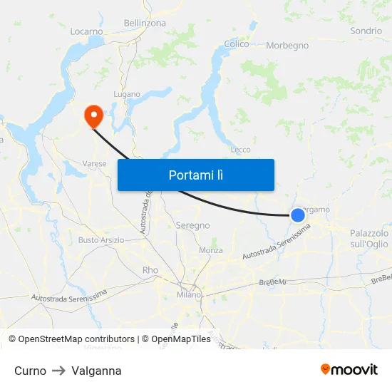 Curno to Valganna map