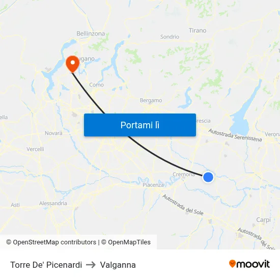 Torre De' Picenardi to Valganna map