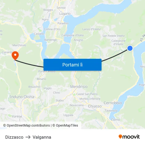 Dizzasco to Valganna map