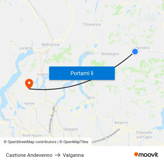 Castione Andevenno to Valganna map