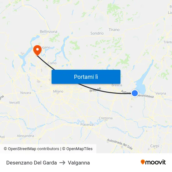 Desenzano Del Garda to Valganna map