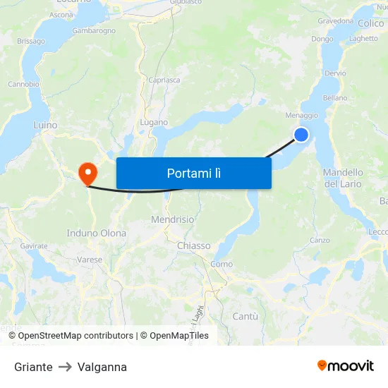 Griante to Valganna map