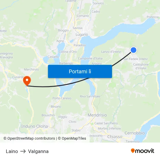 Laino to Valganna map
